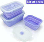 Purple Collapsible Meal Prep Containers Camping Bowls Silicone Bento Box - Image 2