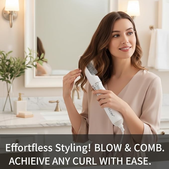 2-In-1 Electric Hair Dryer Styling Tool - Blow Dryer Brush with Teasing Comb, 3 Gear Adjustable Hair Straightener (US Plug)