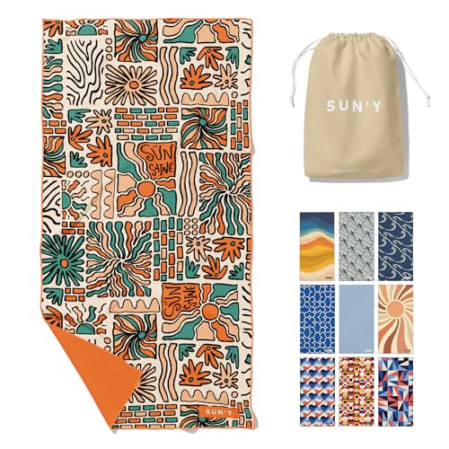 Waffle Microfiber Beach Towel (Groovy)