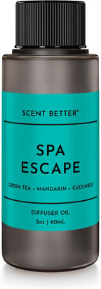 Scent Better Spa Escape Aroma Essential Oil Blend: an Aromatherapy Blend of Green Tea, Mandarin, and Cucumber for Ultrasonic Diffusers & Nebulizers (2 Fl Oz, 60 mL)