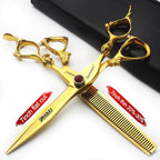 Professional Hair Clipper Set - 6/7/7.5/8/9-inch Stainless Steel Sharp Blades for Hairdressers (7 inch-2pc-A)