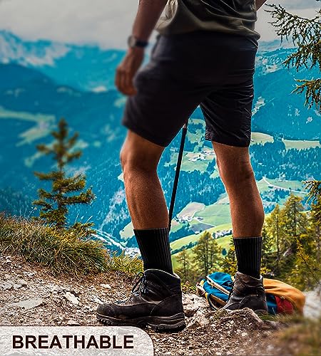 Men 6 Pack Athletic Compression Crew Socks for Running Gym Sports (11-13 / Black 2741)