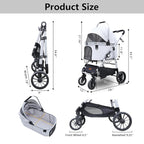 Dog Cat Stroller, Foldable 4 Wheels Dog Stroller - Image 6