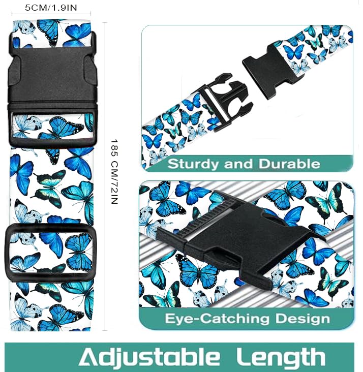 Luggage Straps for Suitcases Travel Belt Accessories (Cute Butterfly)