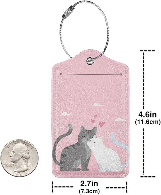 2PC Cats in Love Pattern Luggage Tag - Image 4