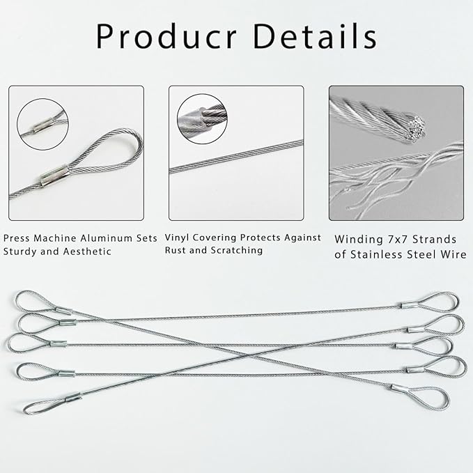 10 Pack Luggage Lock Safety Cable, Stainless Steel Cable - Image 2