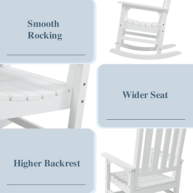 Psilvam Oversized Outdoor Rocking Chair Set of 2, Porch Rocker - Image 4