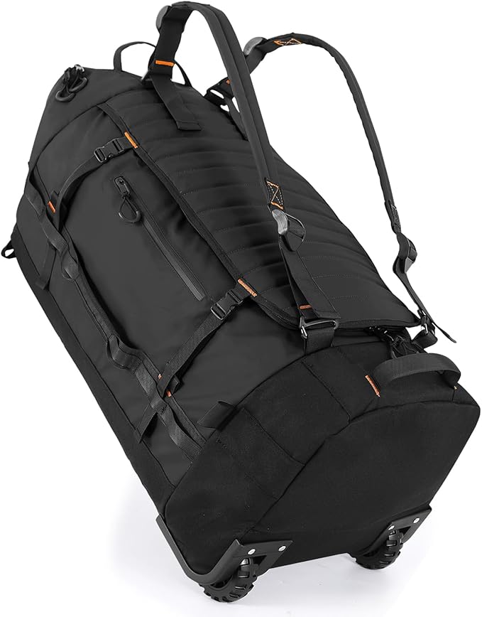 Rolling Duffle Bag with Wheels, 86L 30”Folding Duffle Backpack with 2 Wheels by XTMZ