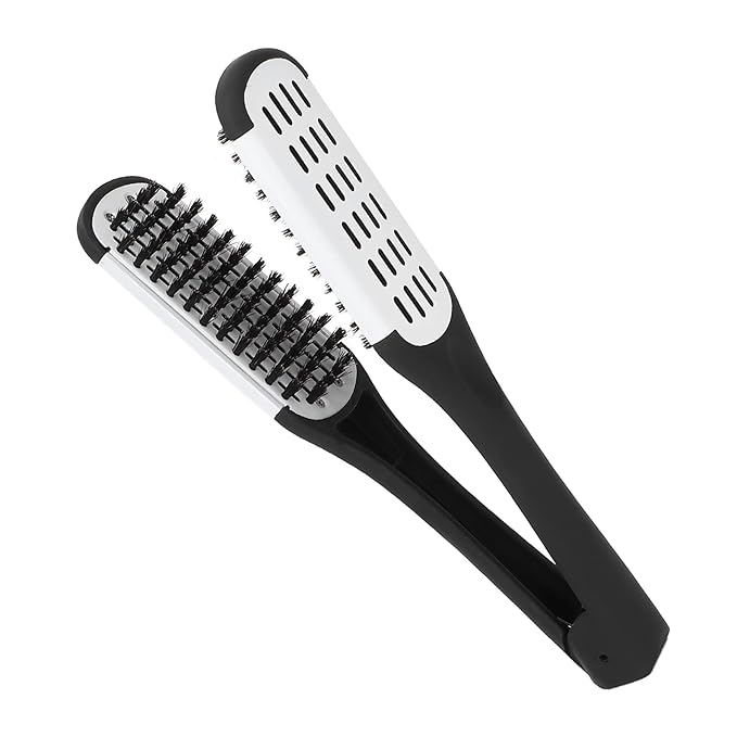 ZJchao Double-Sided Hair Straightening Clamp Brush - DIY Salon Hairdressing Styling Tool for Women and Men