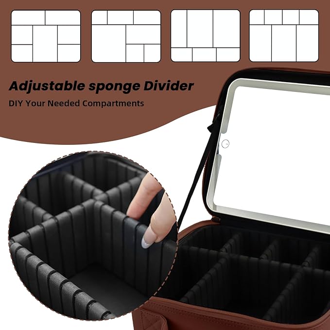 Travel Makeup Bag with LED Mirror and Light Travel Makeup Case Cosmetic - Image 4