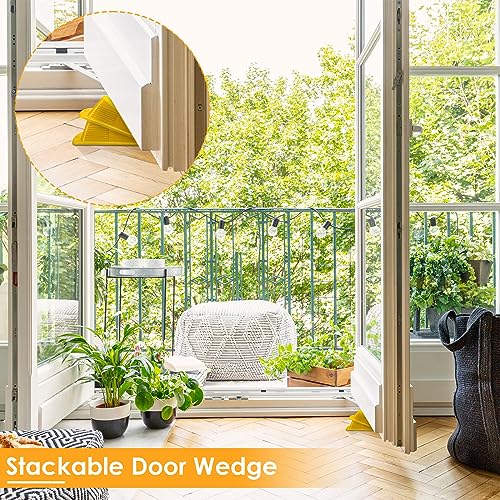 8 Pcs Jumbo Door Stoppers Heavy Duty Rubber Doorstop (Black,Yellow)