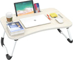 BUYIFY Folding Lap Desk, 23 Inch Portable Wood White Oak Laptop Bed Desk Lap by BUYIFY