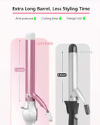 Digital Ceramic Curling Iron - 1 Inch Barrel for Bouncy Curls & Waves, Argan Oil Infused, Dual Voltage, Fast Heat Up