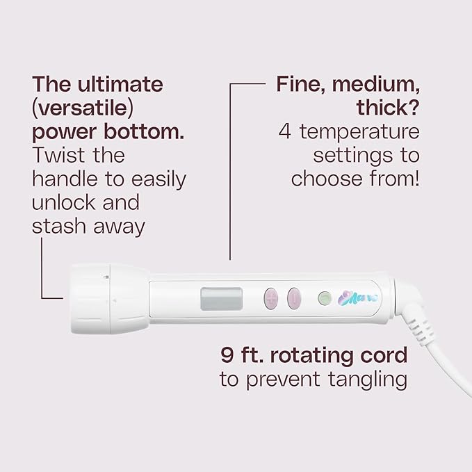 Mane Curl Crush Hair Kit - 1.25" Curling Wand Styling Attachment + Power Bottom Base for Hair Styling Attachments - Designed with Dual Voltage for Travel (2 Count)