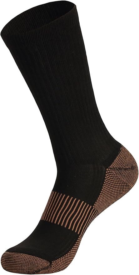 FOOTPLUS Hiking Copper Compression Socks, Unisex Cushioned Sole Arch Support by FOOTPLUS