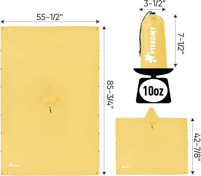 PTEROMY Hooded Rain Poncho for Adult - Image 7