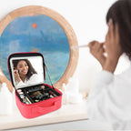 Travel Makeup Bag with LED Mirror Travel Makeup Organizer with 3 Lighted - Image 9