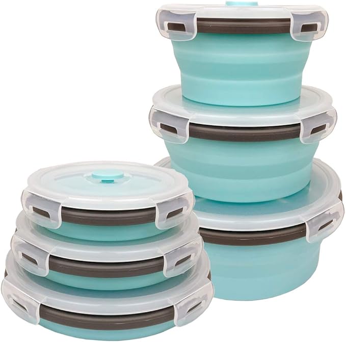CARTINTS Blue Silicone Collapsible Food Storage Containers-Prep/Storage Bowls by CARTINTS