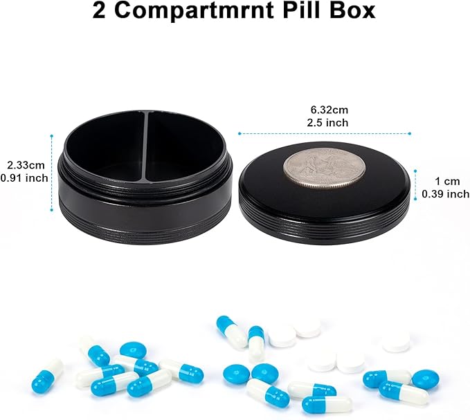 2 Compartment Metal Pill Box - Image 4