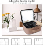Travel Makeup Bag with LED Mirror Travel Makeup Organizer with 3 Lighted - Image 4