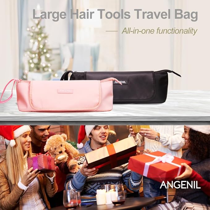 ANGENIL Large Capacity Heat Mat Hot Hair Iron Tools Travel Bag, 2 in 1 Portable Organizer Bags with Large Heat Resistant Mat for Hair Straighteners, Curling Irons, Hot Air Brushes, Travel Essentials