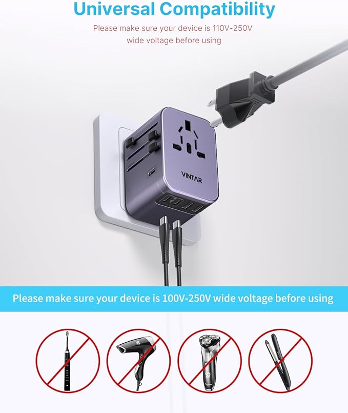 Universal Travel Adapter, VINTAR International Power Adapter - Image 7