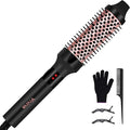 1.5 Inch Thermal Brush for Blowout Look, Heated Round Hair Straightening Curling With 2 Temp Settings, Ceramic Iron for Medium & Long Hair, Dual Voltage for Travel