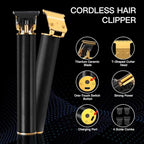 Unisex Hair Trimmer Kit - Cordless, Rechargeable, Waterproof, with Guide Combs for Men