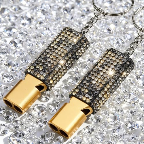 Three Tube Whistle Aluminum Alloy Survival Whistle for Outdoor Needs Sports Referee Emergency (Golden Mix2pcs)
