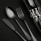 7 Piece Travel Utensils Set with Case and Straws (Black)