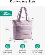 BAGSMART Tote Bag for Women, Lightweight Puffy Tote Bag - Image 2