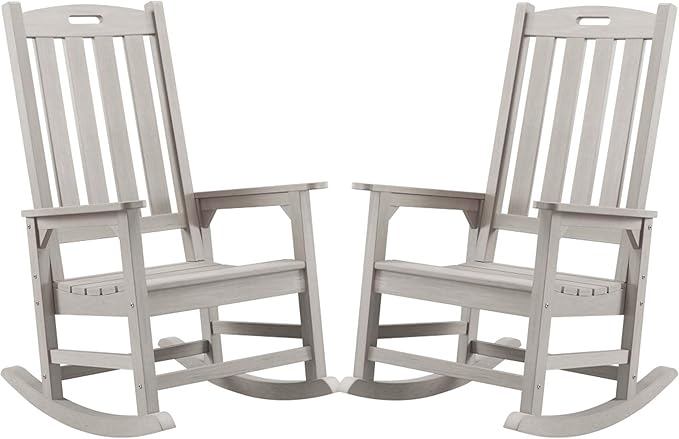 Psilvam Oversized Outdoor Rocking Chair Set of 2, Porch Rocker by PsilvamGardenFurniture