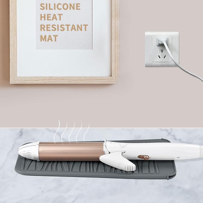 Silicone Heat Resistant Mat for Hair Iron, 11 x 5 inch, Grey, 1 Pack