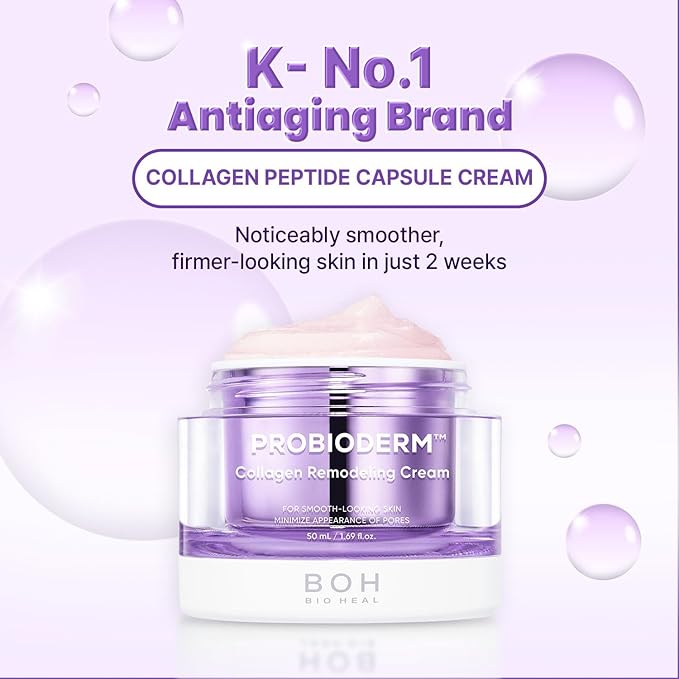 BIOHEAL BOH Probioderm™ Collagen Remodeling Cream 1.69 fl oz (50 ml) | Pore Tightening Cream with 150,000 Collagen Capsules for Firmness & Smooth Texture | Lightweight Moisturizer for Flawless Skin