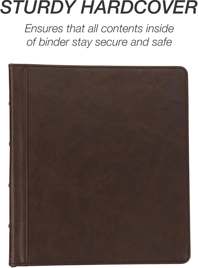 Samsill Vintage Leather 3 Ring Binder, Professional Organizer, 1 Inch Round Ring - Image 5