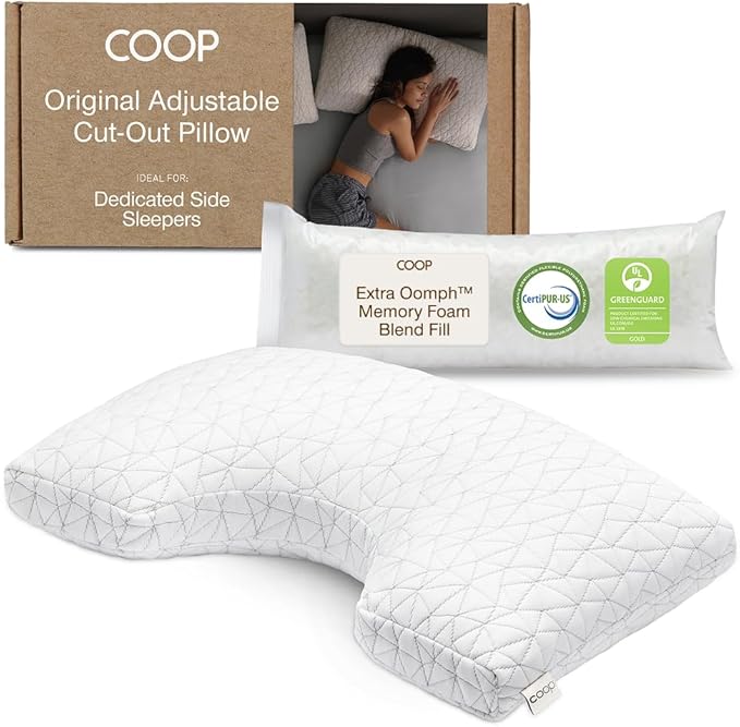 Coop Home Goods Original Cut-Out Adjustable Pillow, Queen Size Bed Pillows by CoopSleepGoods
