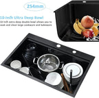 33 Inch Black Drop In Kitchen Sink Workstation-Bokaiya 33x22 Black Stainless - Image 7