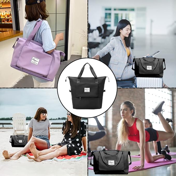 Large Capacity Foldable Travel Bag Expandable Portable Carry on Bag Dry&Wet - Image 6
