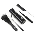 Hair Brush Set, Hair Brushes for Women Men kid Wet Dry All Hair Detangling Parting Styling, Brush Set with Detangler Brush, Edge Brush, Teasing brush, Rat Tail Comb (Black)