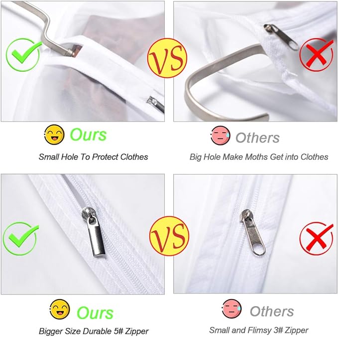 Garment Bag Covers 24''X54'' Lightweight White PEVA Breathable Bags - Image 4