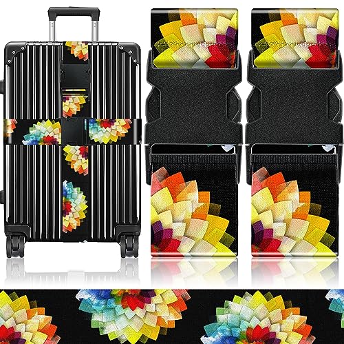 Luggage Straps for Suitcases Travel Belt Accessories Luggage Connector Identifiers Over Handle with Buckle Unique Nylon Adjustable Strap for Sleeping Bag Car Seat Colorful Flower (Colorful Flower)
