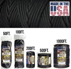750 Paracord 100% Nylon (Black / 50 Ft.)