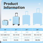 AnyZip 21" Carry On Luggage and 14" Mini Cosmetic Cases Luggage Set Hardside PC - Image 2