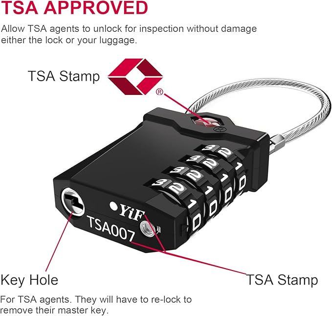 ZHEGE Travel Locks TSA Approved, 4 Digit Cable Luggage Locks - Image 2