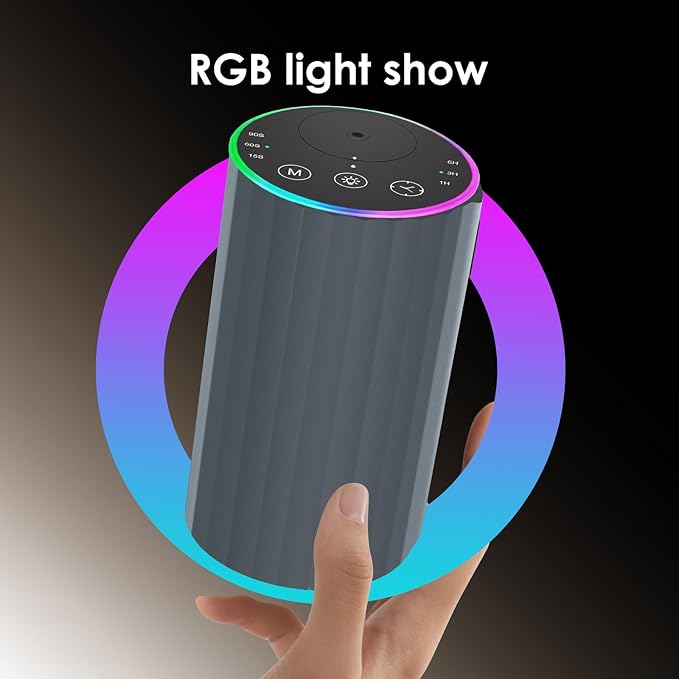 Waterless Essential Oil Diffuser, Battery Powered Mini Scent Air Machine, Aromatherapy Mist Diffuser for Home Room Car Office (Grey)