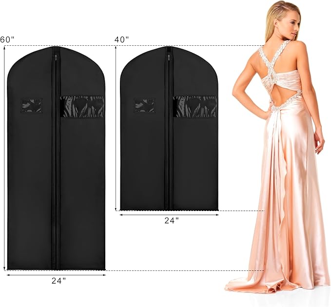 Syeeiex 60'' Garment Bags for Hanging Clothes, Dress Garment Bags for Gowns - Image 7