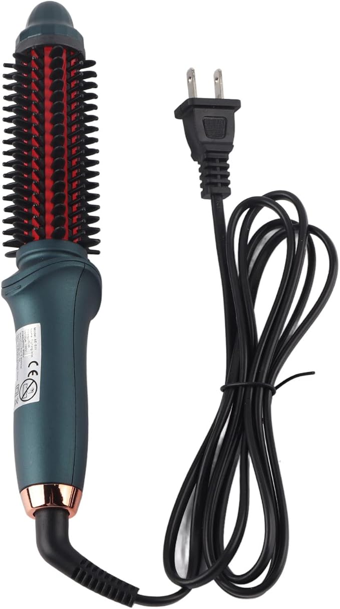 Ejoyous 2 in 1 Curling Brush, Dual Purpose Curling Brush, Anti Scalding Design, Green, Small