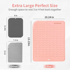 Oversize Large Silicone Heat Resistant Mat, 13.19" x 10.24" Professional Heat Mat for Curling Iron, Portable Vanity Decor Makeup Mat Cover for Travel Vanity Salon (Orange)