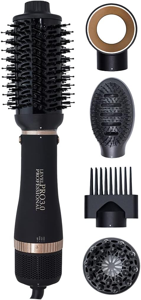 Hair Dryer Brush, 5 in 1 Complete Kit with Negative Ion, 3 Heat Settings, Hot Air Blowout Brush for Hair Straightening, Drying, Volumizing, Curling
