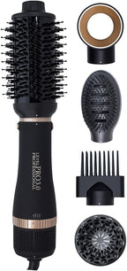Hair Dryer Brush, 5 in 1 Complete Kit with Negative Ion, 3 Heat Settings, Hot Air Blowout Brush for Hair Straightening, Drying, Volumizing, Curling